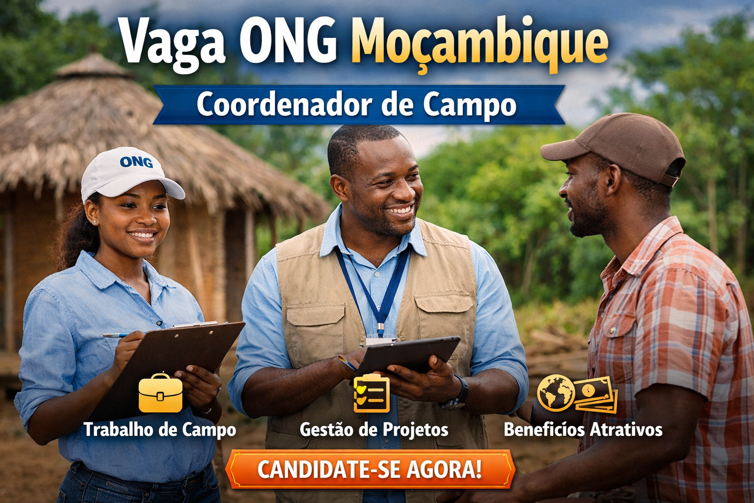 vaga ONG Moçambique coordenador de campo